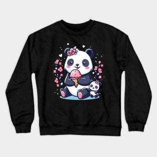 Pandas family eating ice cream Crewneck Sweatshirt